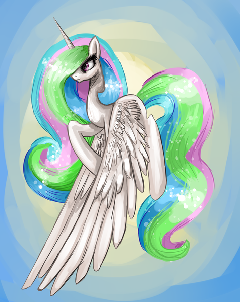 Size: 2500x3152 | Tagged: artist:clrb, derpibooru import, flying, large wings, princess celestia, safe, solo