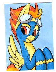 Size: 286x366 | Tagged: artist:retrostarling, derpibooru import, safe, solo, spitfire, traditional art, wonderbolts uniform