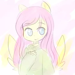 Size: 900x900 | Tagged: ambiguous facial structure, anthro, artist:pegacornss, clothes, derpibooru import, fluttershy, safe, solo, sweater, sweatershy, turtleneck