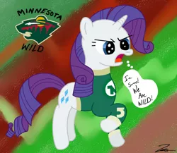 Size: 796x690 | Tagged: artist:iamthemanwithglasses, derpibooru import, hockey, minnesota north stars, minnesota wild, nhl, rarity, safe, sports