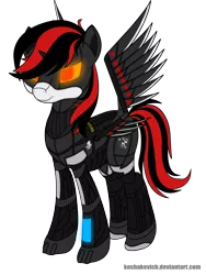 Size: 3240x4320 | Tagged: safe, artist:koshakevich, derpibooru import, oc, oc:blackjack, unofficial characters only, alicorn, cyborg, pony, fallout equestria, fallout equestria: project horizons, absurd resolution, alicorn armor, alicorn oc, armor, artificial wings, augmented, cyber, female, level 4 (alicorn eclipse) (project horizons), mare, mechanical wing, security, simple background, solo, transparent background, vector, wings