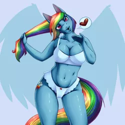 Size: 2000x2000 | Tagged: anthro, artist:mookierific, blowing a kiss, breasts, cleavage, clothes, derpibooru import, female, heart, panties, rainbow dash, solo, solo female, suggestive, underwear