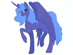 Size: 1200x900 | Tagged: artist:firestarmlp, derpibooru import, princess luna, raised hoof, s1 luna, safe, simple background, solo, spread wings, younger