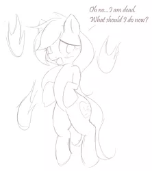 Size: 2014x2263 | Tagged: artist:randy, black and white, blushing, derpibooru import, floating, ghost, grayscale, haunting nightmare, heart, monochrome, nazi, oc, oc:aryanne, quickdraw, sad, safe, sketch, solo, spoopy, swastika, undead, unofficial characters only, wisp