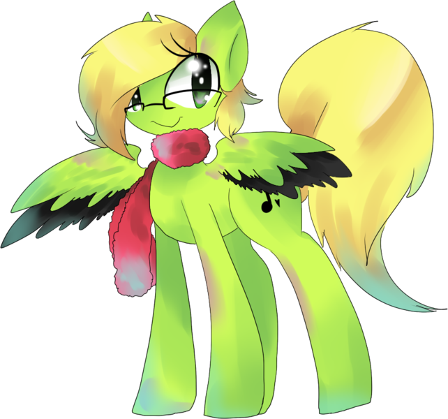 Size: 896x838 | Tagged: safe, artist:pinapapo, derpibooru import, oc, oc:jazz line, unofficial characters only, pegasus, pony, clothes, scarf, solo