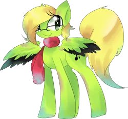 Size: 896x838 | Tagged: safe, artist:pinapapo, derpibooru import, oc, oc:jazz line, unofficial characters only, pegasus, pony, clothes, scarf, solo