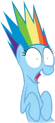 Size: 2184x4869 | Tagged: alternate hairstyle, artist:blmn564, derpibooru import, excited, insanity, rainbow dash, safe, simple background, solo, surprised, transparent background, vector, wild take