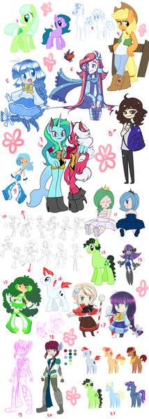 Size: 2000x5600 | Tagged: safe, artist:looji, derpibooru import, applejack, oc, sketch dump