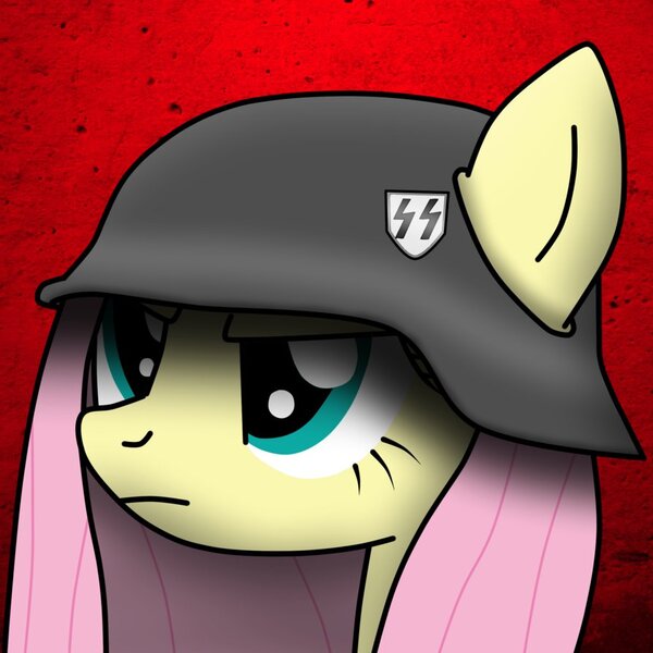 Size: 894x894 | Tagged: artist:facelesssoles, fluttershy, helmet, nazi, safe, schutzstaffel, stahlhelm