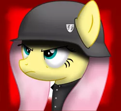 Size: 933x856 | Tagged: artist:facelesssoles, clothes, fluttershy, helmet, nazi, safe, schutzstaffel, stahlhelm, uniform