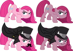 Size: 1071x746 | Tagged: artist:lucefudu, dastardly whiplash, derpibooru import, pinkamena diane pie, pinkie pie, safe, simple background, solo, transparent background, vector