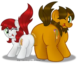 Size: 1024x835 | Tagged: artist:aleximusprime, artist pony, butt bump, butt to butt, butt touch, chubby, cute, derpibooru import, flank, oc, oc:alex the chubby pony, oc:palette swap, plot, plot pair, ponysona, safe, simple background, transparent background, unofficial characters only, wink