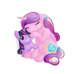 Size: 3000x3000 | Tagged: artist:zomgmad, crying, derpibooru import, foal, princess cadance, safe, twilight sparkle, younger