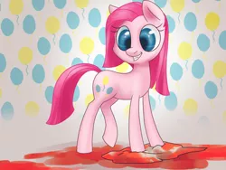 Size: 800x600 | Tagged: artist:zilvtree, cute, derpibooru import, grimcute, pinkamena diane pie, pinkie pie, red paint, semi-grimdark, solo