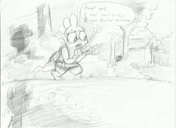 Size: 2208x1616 | Tagged: safe, artist:imsokyo, derpibooru import, apple bloom, scootaloo, spike, sweetie belle, daily life of spike, ask, cutie mark crusaders, monochrome, sketch, traditional art, tumblr