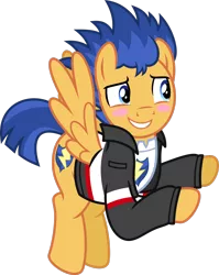 Size: 1600x2008 | Tagged: safe, artist:chainchomp2, derpibooru import, flash sentry, ponified, pegasus, pony, equestria girls, rainbow rocks, adorkable, blushing, clothes, cute, diasentres, dork, equestria girls outfit, equestria girls ponified, flying, jacket, lidded eyes, male, pointing, simple background, solo, stallion, transparent background, vector