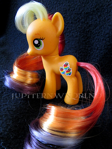 Size: 375x500 | Tagged: applejack, artist:jupiternwndrlnd, brushable, custom, derpibooru import, irl, photo, rainbow power, safe, solo, toy