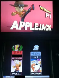 Size: 720x960 | Tagged: 3ds, applejack, barely pony related, derpibooru import, duck hunt, human, mii, mii brawler, mii fighters, nintendo, safe, solo, super smash bros., super smash bros. 4