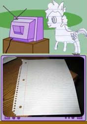 Size: 423x600 | Tagged: derpibooru import, exploitable meme, lined paper, meme, memeception, obligatory pony, oc, oc:sketchy the notebook pony, paper, safe, tv meme, unofficial characters only