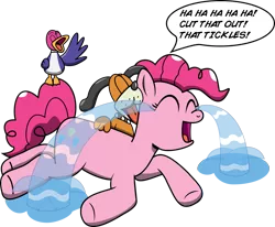 Size: 2779x2288 | Tagged: artist:saburodaimando, dog, duck hunt, laughing, ocular gushers, pinkie pie, safe, super smash bros., tickling