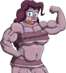 Size: 861x945 | Tagged: artist:advanceddefense, derpibooru import, flexing, human, humanized, musclegut, muscles, overdeveloped muscles, pinkie pie, pinkie pump, puce turnover, safe, solo