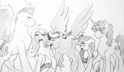 Size: 2048x1186 | Tagged: adopted offspring, artist:kianamai, braid, derpibooru import, dracony, female, hybrid, interspecies offspring, kilalaverse, male, monochrome, next generation, oc, oc:amber lily, oc:anthea, oc:hot head, oc:lucky star, oc:turquoise blitz, oc x oc, offspring, offspring shipping, parent:fluttershy, parent:oc:azalea, parent:oc:berry vine, parent:oc:candle wick, parent:oc:day dream, parent:oc:flashpoint, parent:oc:fortune hunter, parent:oc:herb, parent:oc:isis quartz, parent:rarity, parents:oc x oc, parent:spike, parents:sparity, pencil drawing, safe, shipping, straight, traditional art, unofficial characters only