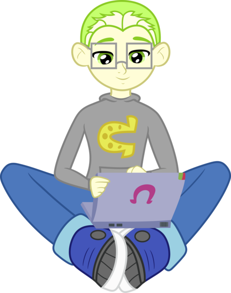 Size: 4000x5058 | Tagged: safe, artist:ragerer, derpibooru import, oc, oc:syntax error, unofficial characters only, human, equestria girls, .svg available, absurd resolution, clothes, computer, glasses, hoodie, humanized, laptop computer, shoes, simple background, smiling, solo, transparent background, vector, wondercolts