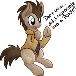 Size: 778x778 | Tagged: artist:littlepinkalpaca, clothes, coat, derpibooru import, doctor who, doctor whooves, human to pony, necktie, regeneration, safe, solo, time turner, transformation