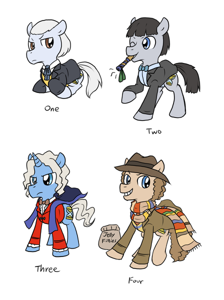 Size: 1195x1600 | Tagged: artist:blueskirby, doctor who, first doctor, fourth doctor, ponified, safe, second doctor, third doctor