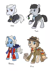 Size: 1195x1600 | Tagged: artist:blueskirby, doctor who, first doctor, fourth doctor, ponified, safe, second doctor, third doctor
