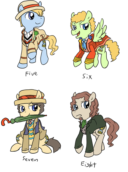 Size: 1195x1600 | Tagged: safe, artist:blueskirby, derpibooru import, ponified, doctor who, eighth doctor, fifth doctor, image, jpeg, seventh doctor, sixth doctor, zoolingualists