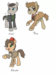 Size: 1195x1600 | Tagged: artist:blueskirby, derpibooru import, doctor who, eleventh doctor, ninth doctor, ponified, safe, tenth doctor
