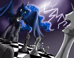 Size: 4200x3300 | Tagged: armor, artist:tprinces, chess, derpibooru import, lightning, princess luna, safe, warrior luna