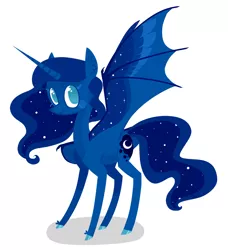 Size: 1024x1121 | Tagged: artist:jellybeanbullet, bat wings, derpibooru import, eyelashes, looking at you, moonbat, princess luna, safe, simple background, smiling, solo, spread wings