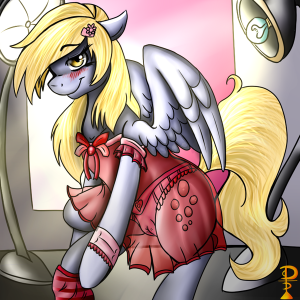 Size: 800x800 | Tagged: questionable, artist:perfect pace, derpibooru import, derpy hooves, pegasus, pony, bedroom eyes, blushing, cameltoe, clothes, cover girl, female, frilly underwear, frontgina, lingerie, mare, nudity, panties, pinup, see-through, smiling, socks, solo, solo female, striped socks, underwear