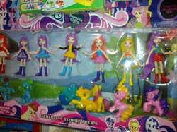 Size: 922x691 | Tagged: safe, derpibooru import, applejack, fluttershy, pinkie pie, rainbow dash, rarity, twilight sparkle, twilight sparkle (alicorn), equestria girls, bootleg, doll, fake, mane six, nightmare fuel, toy, why