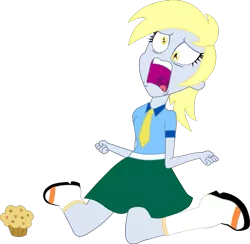 Size: 759x741 | Tagged: safe, artist:ponitacupcake, derpibooru import, derpy hooves, equestria girls, exploitable meme, faic, horrified, meme, muffin, simple background, solo, this will end in tears, transparent background, twiscream, vector