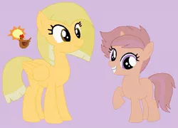 Size: 583x419 | Tagged: artist:machikochan, blank flank, cutie mark, derpibooru import, oc, oc:dusky doo, oc:partridge, offspring, parent:dinky hooves, parent:scootaloo, parents:dinkyloo, safe, simple background, sisters, unofficial characters only