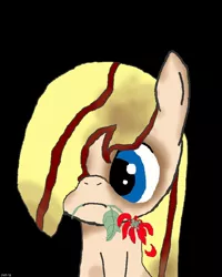 Size: 800x1000 | Tagged: safe, artist:phenoix12, derpibooru import, oc, oc:portia, unofficial characters only, filly, mouth hold, poinsettia, simple background, solo