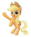 Size: 1112x1342 | Tagged: applejack, artist:tranquilmind, happy, rearing, safe, simple background, solo, transparent background
