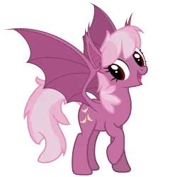 Size: 6000x6000 | Tagged: safe, artist:magister39, derpibooru import, cheerilee, bat pony, pony, absurd resolution, alternate cutie mark, bat ponified, fangs, open mouth, race swap, raised hoof, simple background, smiling, solo, spread wings, transparent background, vector