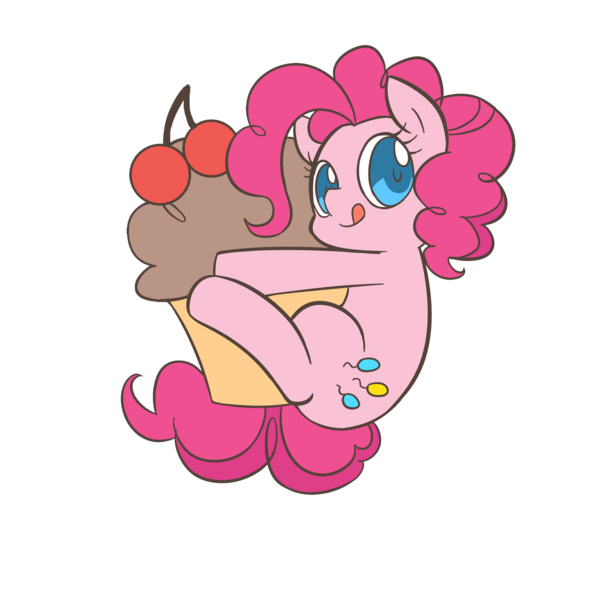 Size: 2000x2000 | Tagged: safe, artist:congee-painting, derpibooru import, pinkie pie, pony, cherry, cute, diapinkes, high res, hug, muffin, pixiv, simple background, solo, tongue out, transparent background