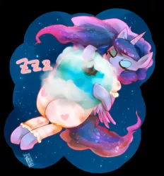 Size: 926x1000 | Tagged: artist:girlieginger, clothes, derpibooru import, pajamas, princess luna, safe, sleeping, solo, tangible heavenly object