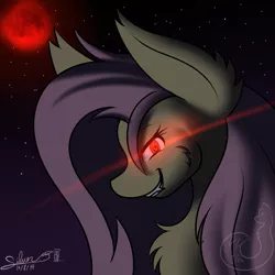 Size: 1000x1000 | Tagged: artist:silverfox057, blood moon, derpibooru import, flutterbat, fluttershy, safe, solo