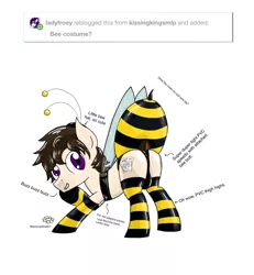 Size: 1846x2000 | Tagged: artist:kissingkings, bee, clothes, costume, derpibooru import, male, oc, oc:kissing kings, solo, suggestive, tumblr, unofficial characters only