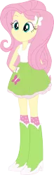 Size: 663x2140 | Tagged: safe, artist:sketchmcreations, derpibooru import, fluttershy, equestria girls, boots, clothes, hands behind back, high heel boots, inkscape, simple background, skirt, socks, solo, transparent background, vector