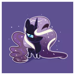 Size: 2100x2100 | Tagged: artist:xwhitedreamsx, blushing, chibi, cute, embarrassed, frown, hair over one eye, nightmare raribetes, nightmare rarity, raised hoof, safe, simple background, solo, tsundere