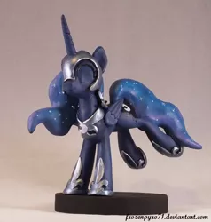 Size: 800x842 | Tagged: armor, artist:frozenpyro71, clothes, costume, craft, cute, derpibooru import, eyes closed, figurine, nicemare moon, nightmare moon, nightmare night costume, princess luna, safe, sculpture, smiling, solo, warrior luna