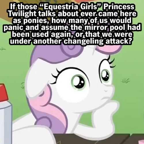 Size: 500x500 | Tagged: safe, derpibooru import, sweetie belle, equestria girls, exploitable meme, image macro, meme, solo, sudden clarity sweetie belle