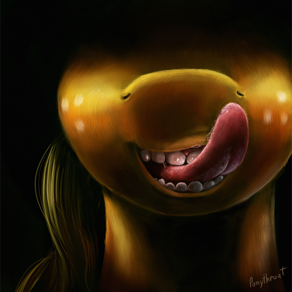 Size: 900x900 | Tagged: questionable, semi-grimdark, artist:ponythroat, derpibooru import, applejack, detailed, maw, mouth, tongue out